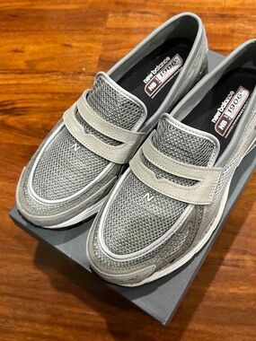 New Balance Men’s Grey Mesh Slip-On Loafers